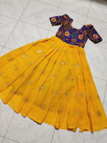 SUMMER GOWN Georgette silk Yellow Children fashion wholesalers in Kolkata